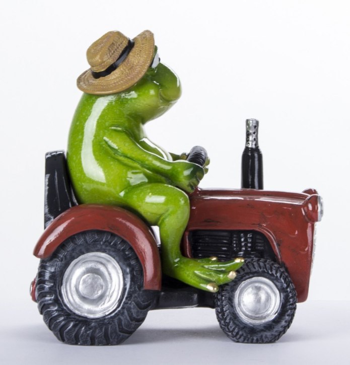 Figurka żaba Farmer na ciągniku